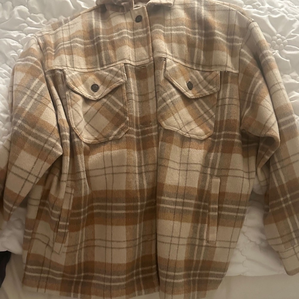 RSQ Plaid Jacket in Brown and Cream